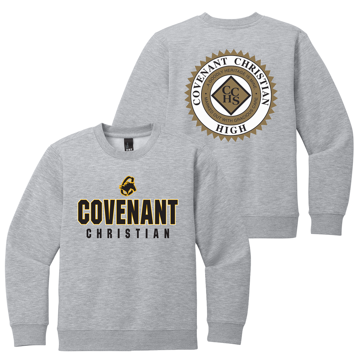 Youth Crewneck Front Print - SPORTS GREY