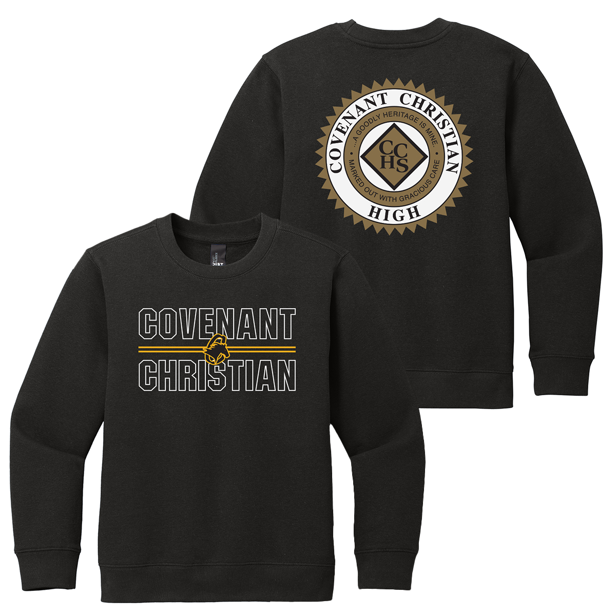 Youth Crewneck Front Print - BLACK