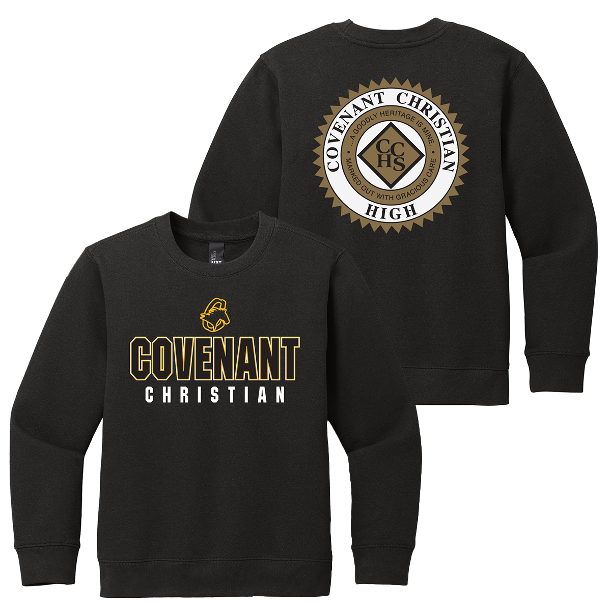 Youth Crewneck Front Print - BLACK