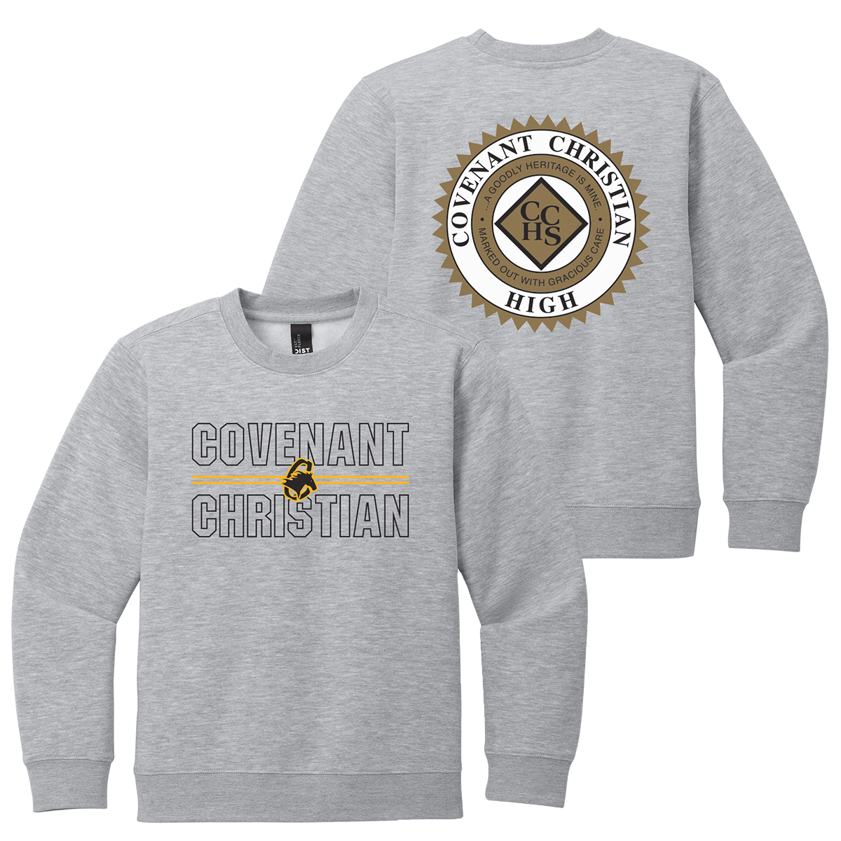 Youth Crewneck Front Print - SPORTS GREY